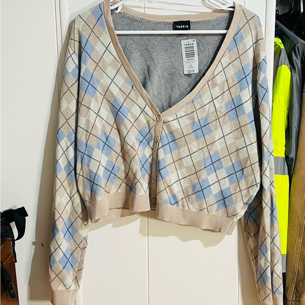 Torrid Sandstone Plaid Cardigan Shrug